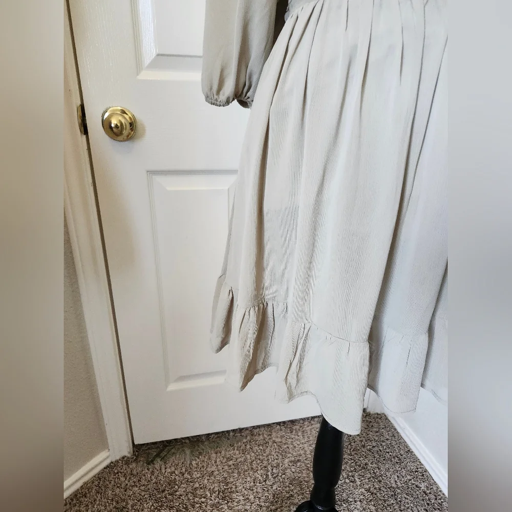 Light Gray Ruffle-Hem Midi Dress - Brand Unspecified